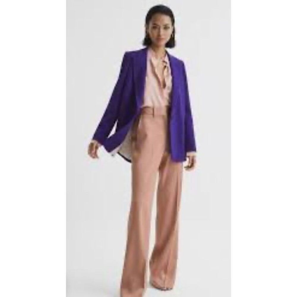 Reiss Slim Fit Single Breasted 100% Wool Blazer in Purple NWT Size 6 - Picture 2 of 7
